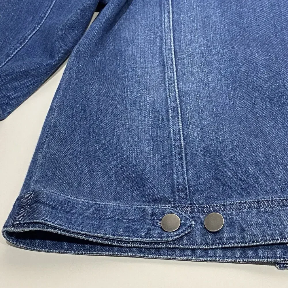 J Jill Denim Jean Jacket Women’s Small Petite Blue Frayed Details Boho Retro - Picture 6 of 9